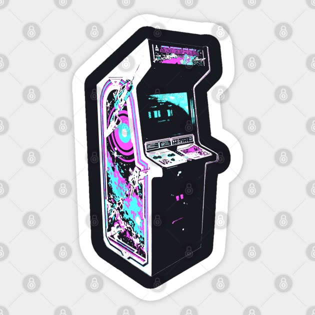 Space Duel Retro Arcade Game Sticker by C3D3sign